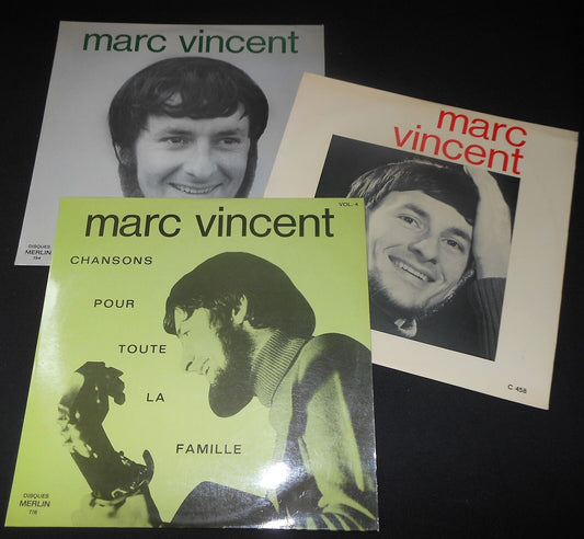 MARC VINCENT   LOT DE 3 LP 33T 12"   TOUS DEDICACES !