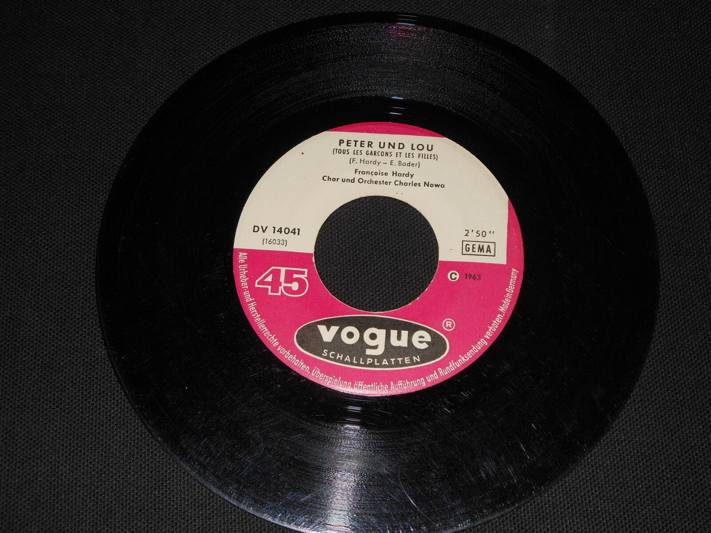 FRANCOISE HARDY   SP 45T 7"   PETER UND LOU / ICH STEIGE DIR AUF'S DACH   RARE