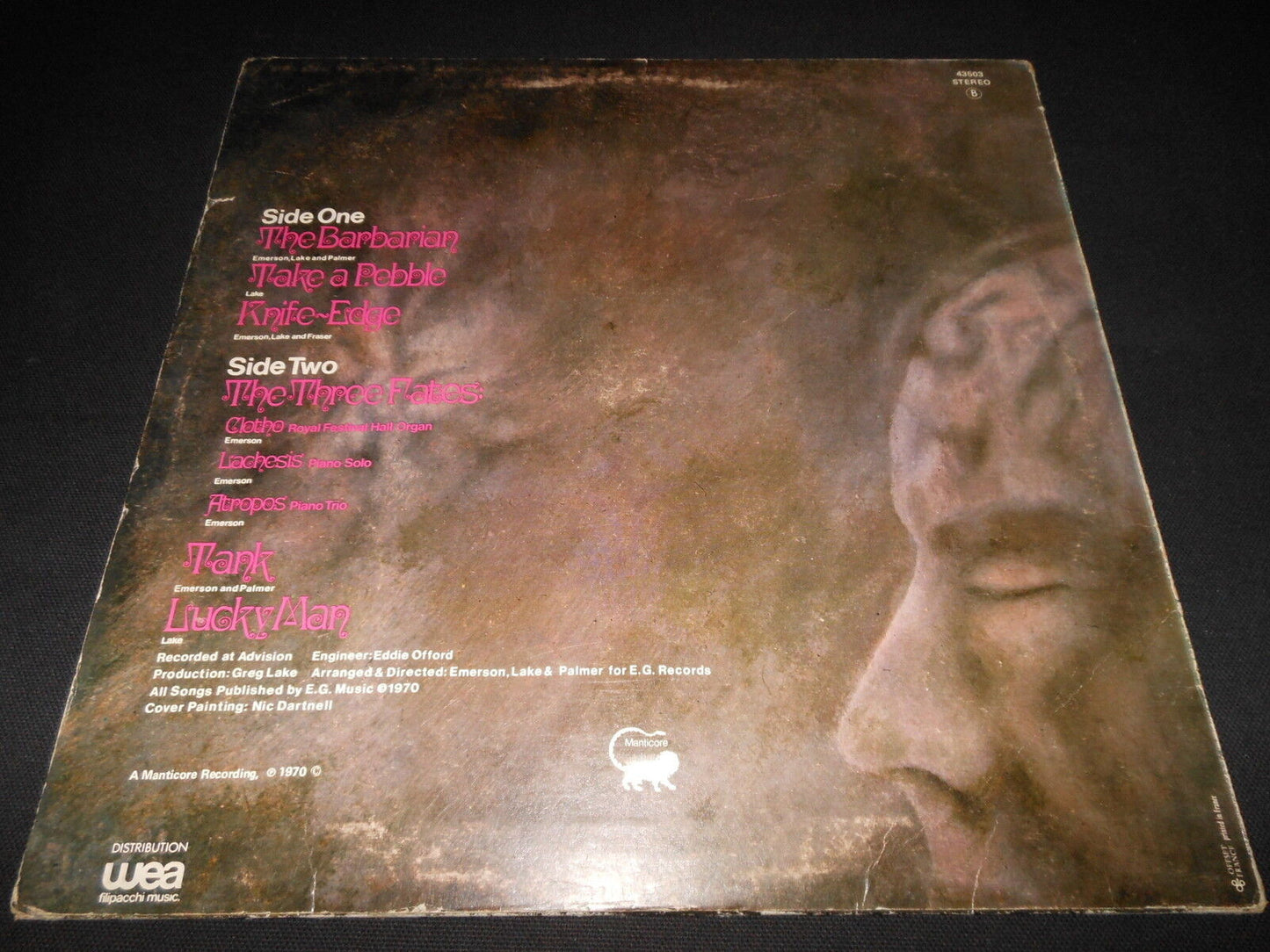 EMERSON LAKE & PALMER   LP 33T 12"   1970   ISLAND / MANTICORE 43503