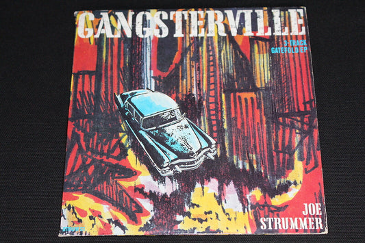 JOE STRUMMER   EP 45T 7"   GANGSTERVILLE   3-TRACK GATEFOLD EP   1989   UK