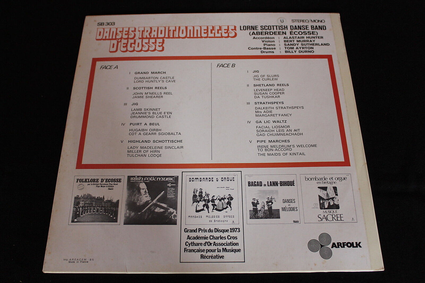 DANSES TRADITIONNELLES D'ECOSSE   ARFOLK SB 303   LP 33T 12"