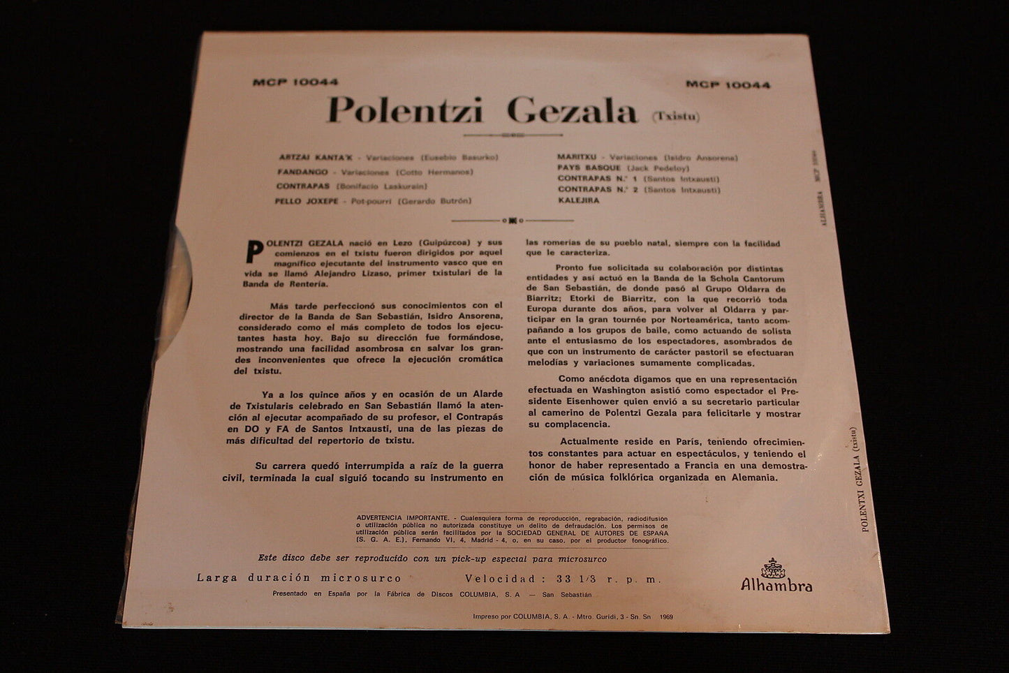 POLENTZI GEZALA   ALHAMBRA MCP 10044   1969   SPAIN   LP 33T 10"