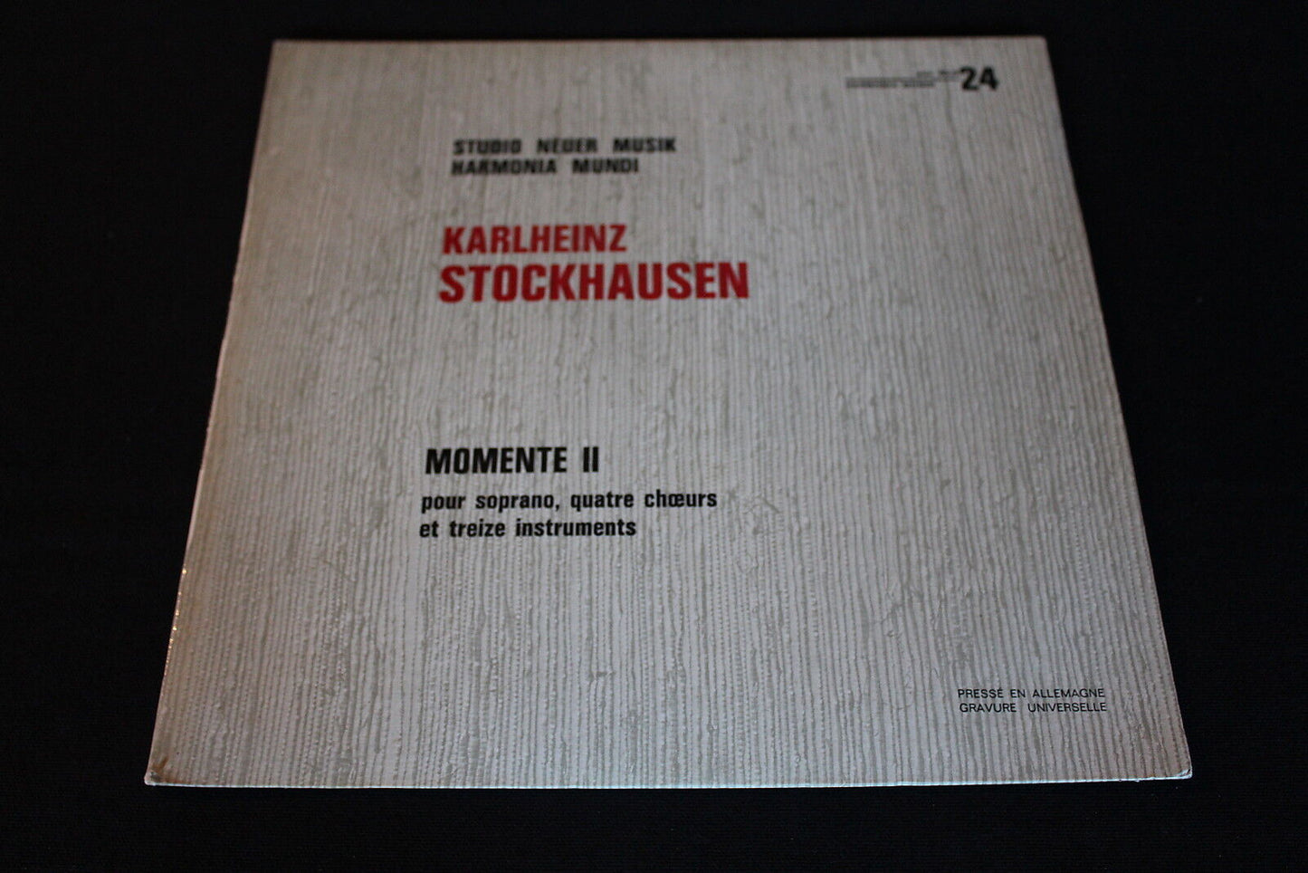 KARLHEINZ STOCKHAUSEN   MOMENTE II   LP 33T 12"   HARMONIA MUNDI WER 60.024 GEMA