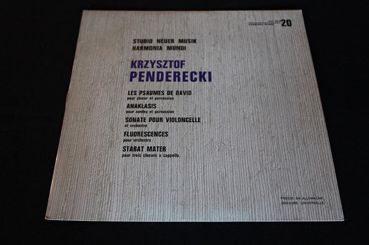 KRZYSZTOF PENDERECKI   LP 33T 12"   HARMONIA MUNDI WER 60.020   GEMA