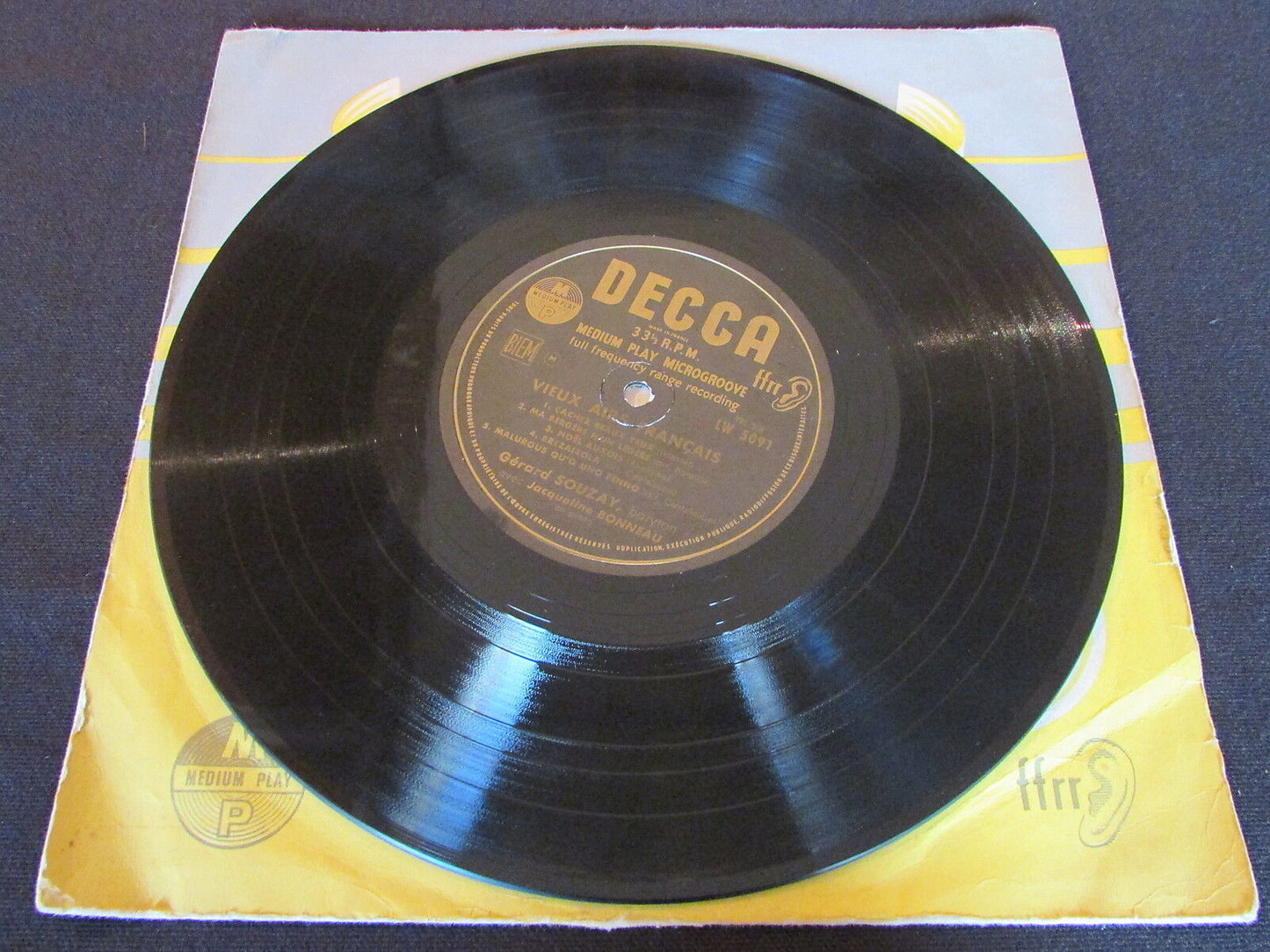 GERARD SOUZAY baryton JACQUELINE BONNEAU piano   FRENCH DECCA LW 5091   LP 10"
