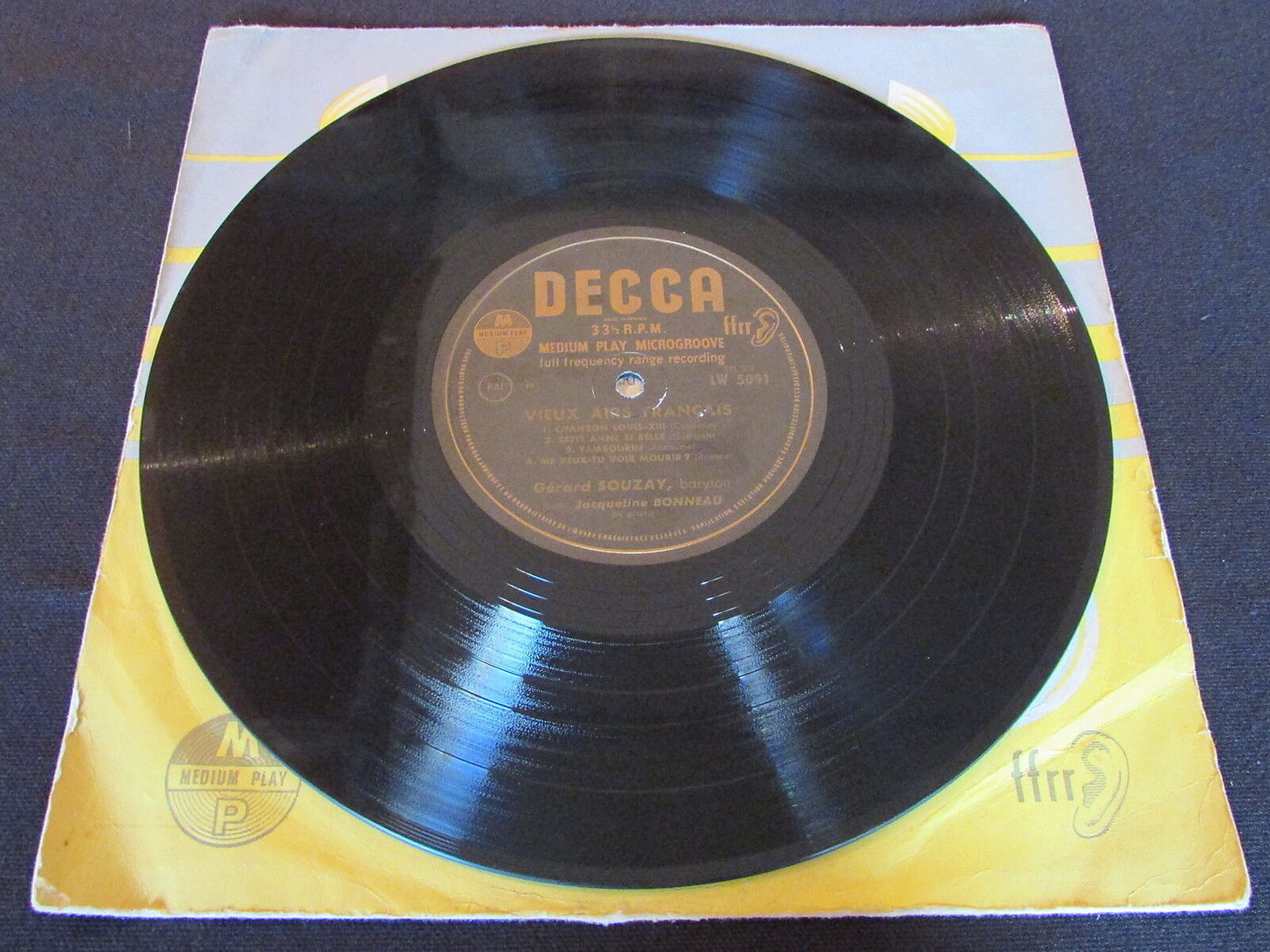 GERARD SOUZAY baryton JACQUELINE BONNEAU piano   FRENCH DECCA LW 5091   LP 10"