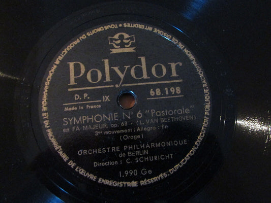 CARL SCHURICHT   BEETHOVEN   SYMPHONIE N°6 PASTORALE   LOT 5 x 78T   POLYDOR