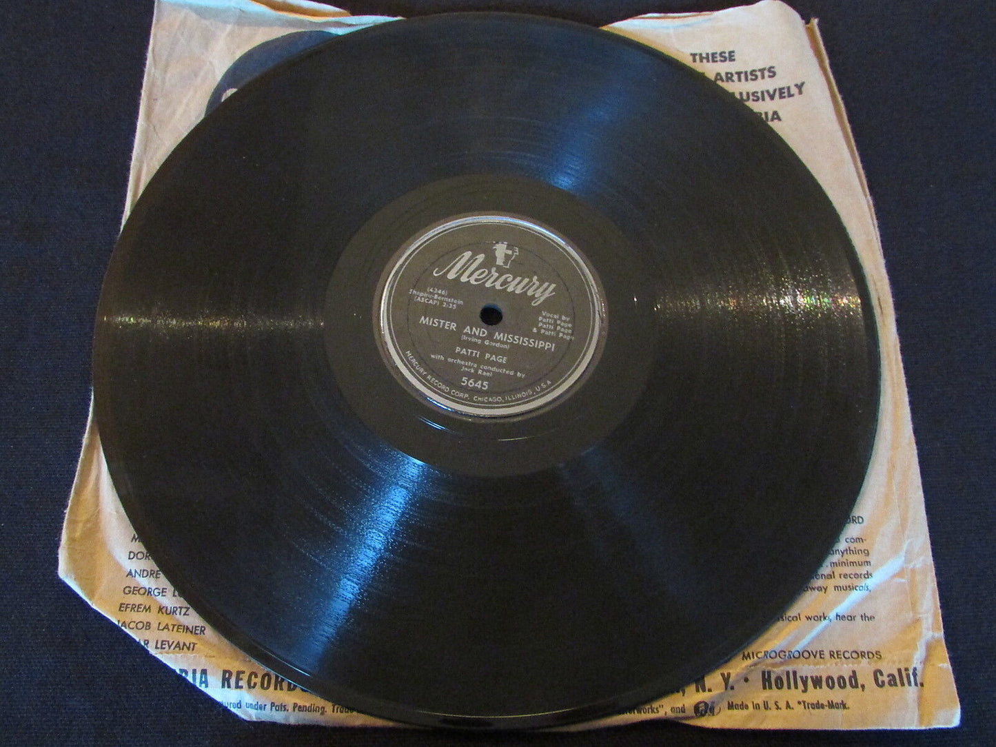 PATTI PAGE   MISTER AND MISSISSIPPI / THESE THINGS I OFFER YOU   MERCURY   78T