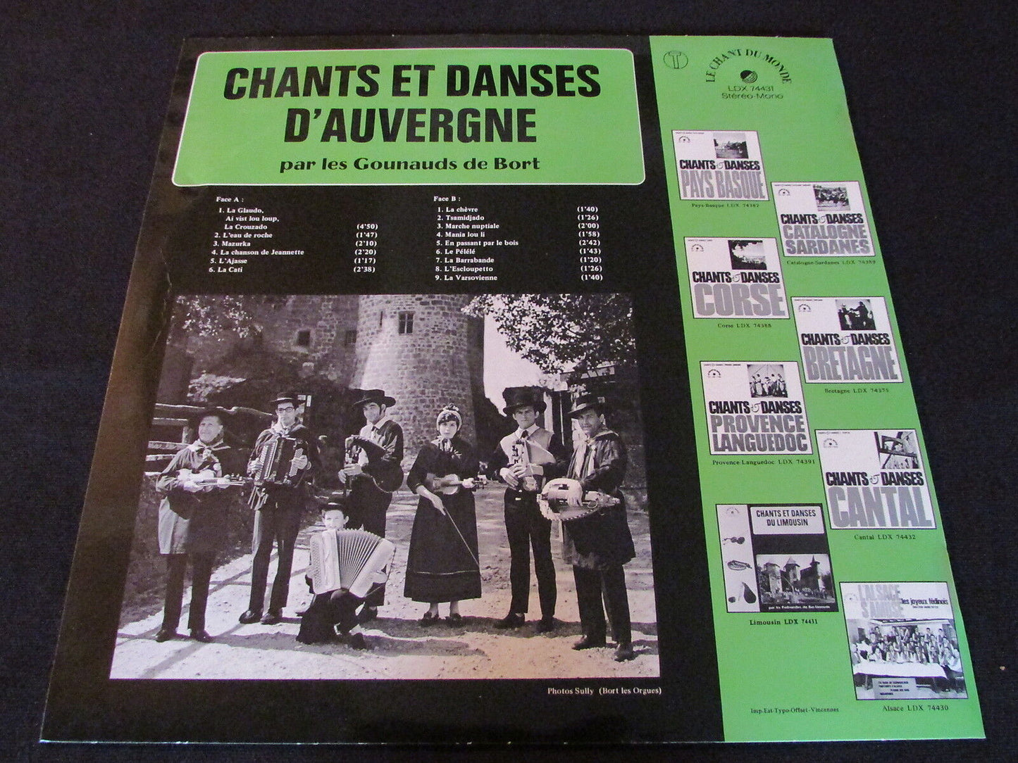 CHANTS ET DANSES D'AUVERGNE par LES GOUNAUDS DE BORT   LP 33T 12"