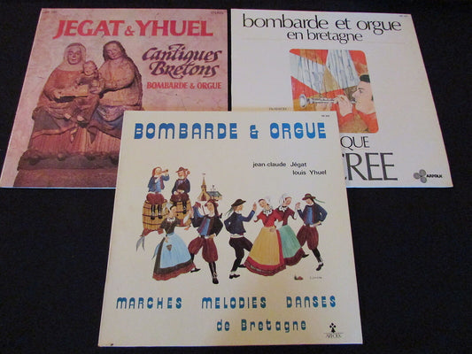 JEGAT & IHUEL   BOMBARDE ET ORGUE   LOT 3 x LP 33T 12"