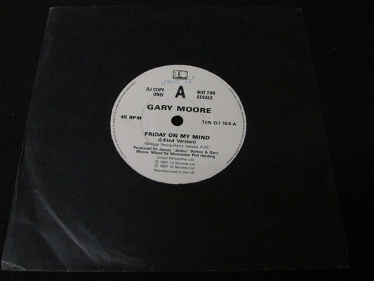 GARY MOORE   SP 45T 7"   FRIDAY ON MY MIND   1987   DJ COPY PROMO