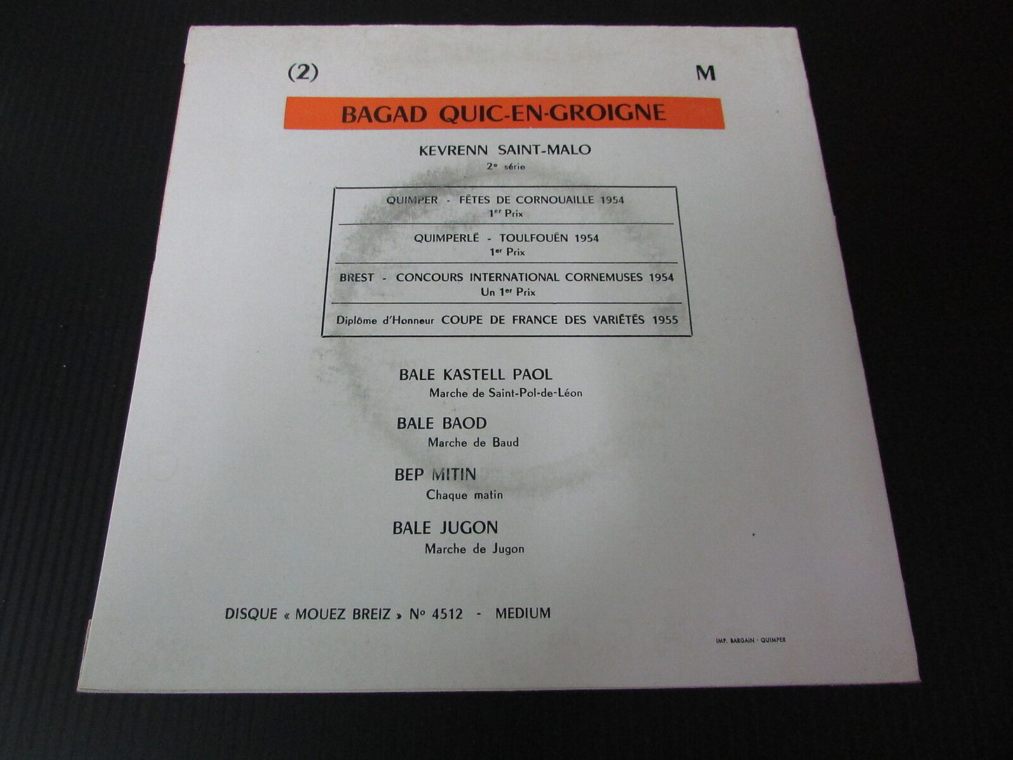 BAGAD QUIC-EN-GROIGNE   EP 45T 7"   MOUEZ BREIZ 4512