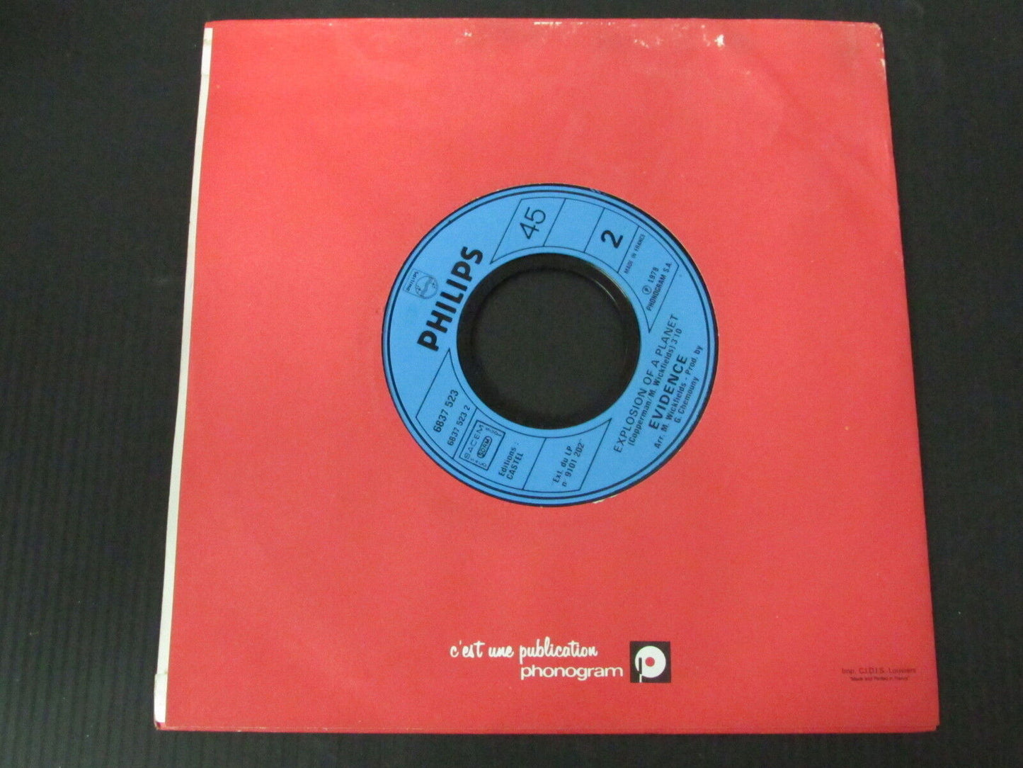 EVIDENCE   SP 45T 7"   THE EVIDENCE   1978   FRENCH