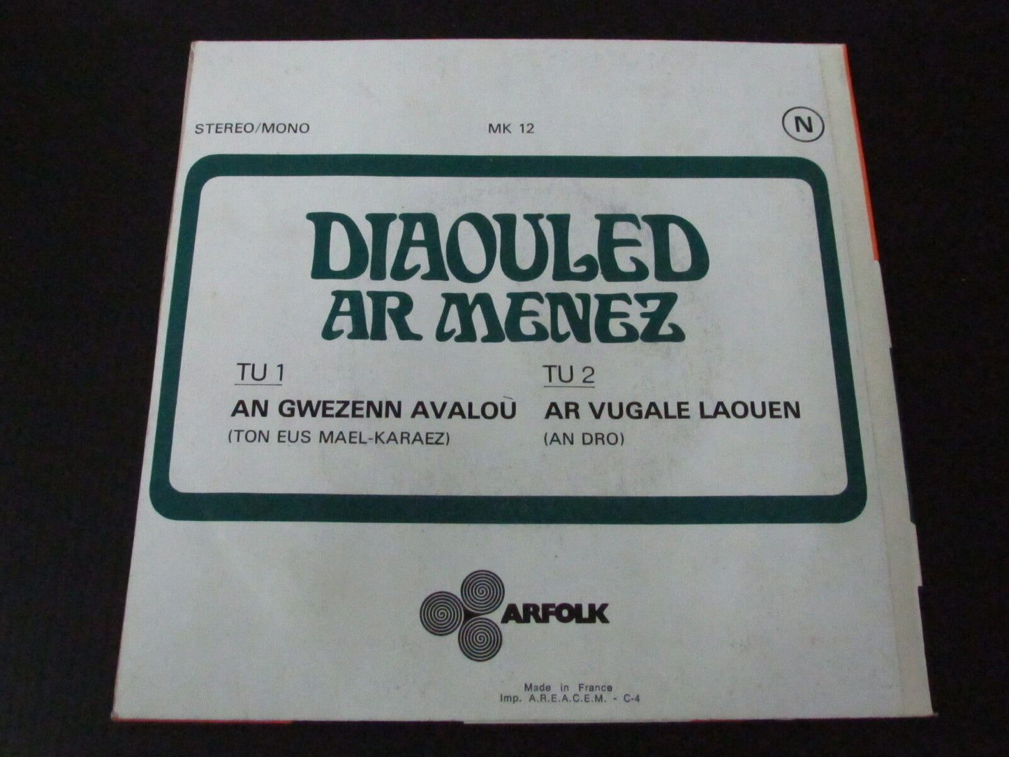 DIAOULED AR MENEZ   SP 45T 7"   ARFOLK MK 12