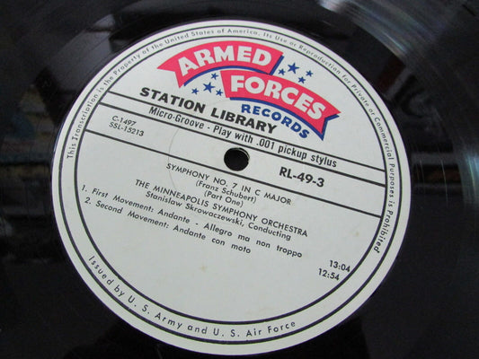 ARMED FORCES RECORDS STATION LIBRARY RL-49-3   SCHUBERT   LP 33T 12"