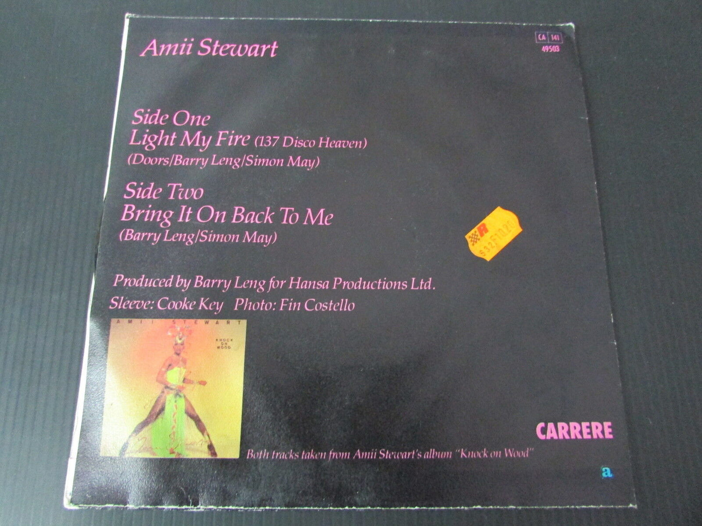 AMII STEWART   SP 45T 7"   LIGHT MY FIRE   1979