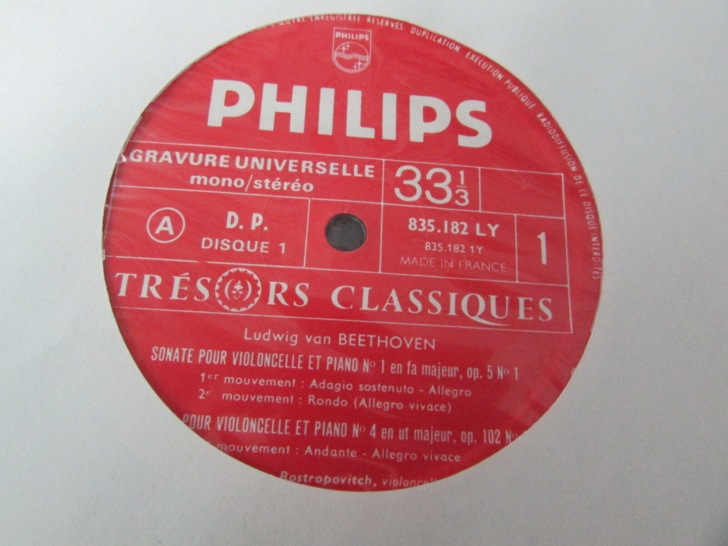ROSTROPOVICH RICHTER BEETHOVEN   SONATAS PIANO AND CELLO   PHILIPS   LP 33T 12"
