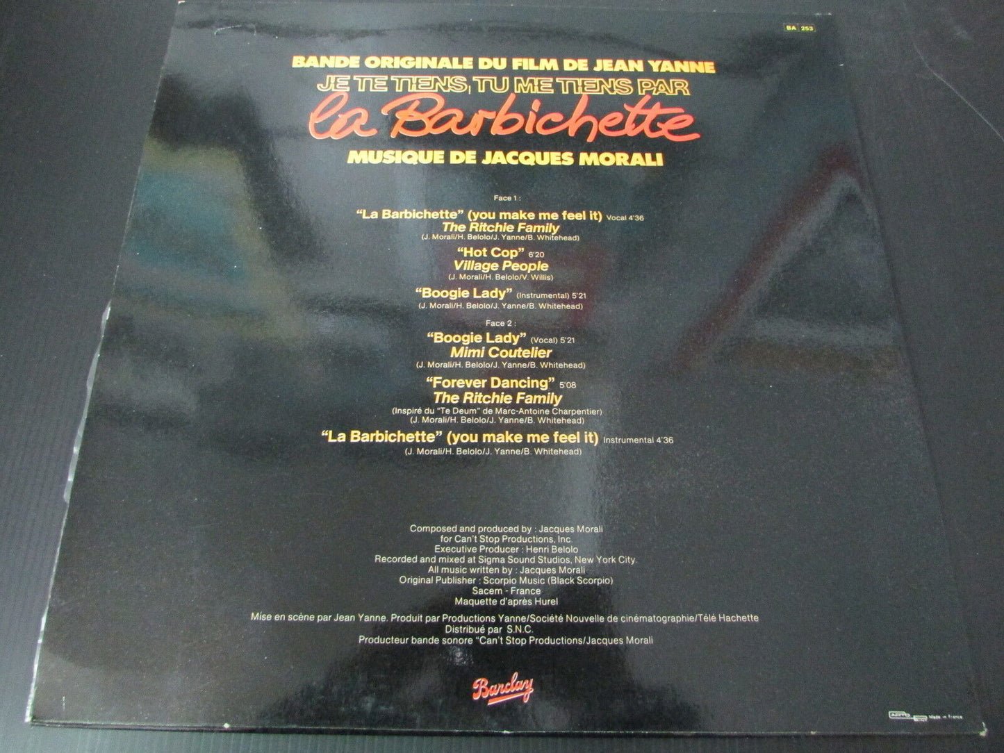 BOF JACQUES MORALI JEAN YANNE   JE TE TIENS TU ME TIENS ...   1979   LP 33T 12"