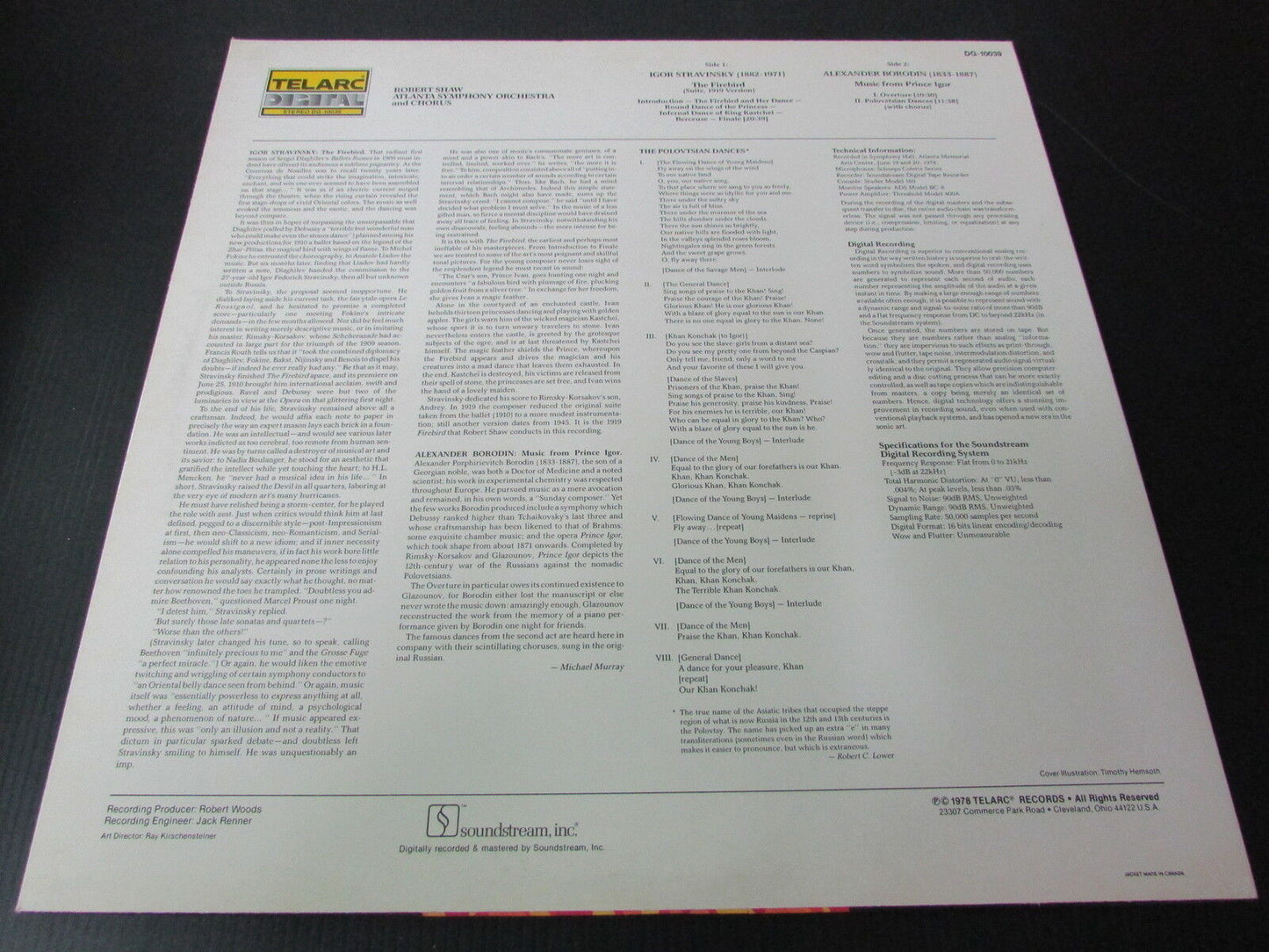 STRAVINSKY / BORODIN   ROBERT SHAW   TELARC DG-10039   1978   LP 33T 12"