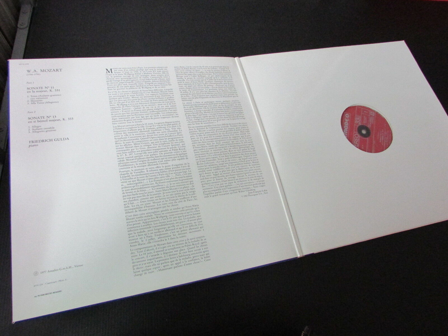 MOZART Sonates N°11 & N°13   FRIEDRICH GULDA   AMADEO 6514 224   LP 33T 12"