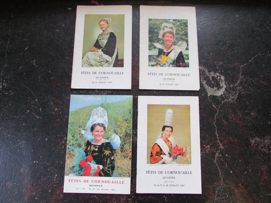 PROGRAMME FETES DE CORNOUAILLE QUIMPER   LOT DE 4   1954 1955 1957 1964