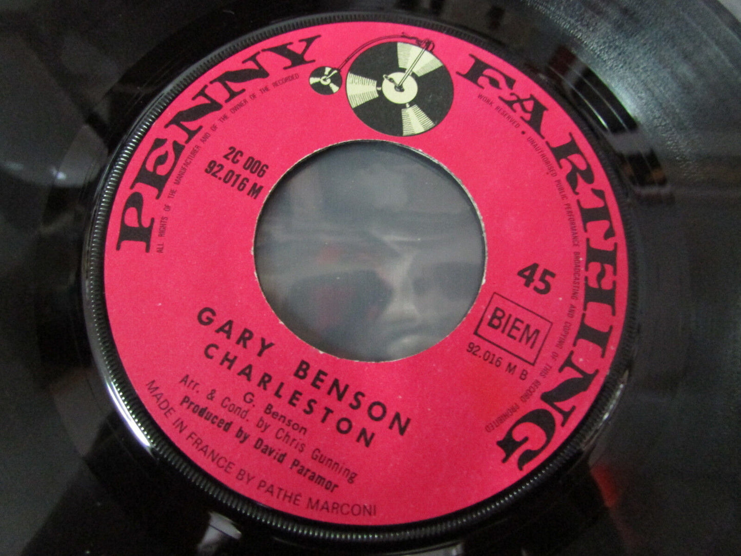 GARY BENSON   SP 45T 7"   THE REUNION / CHARLESTON   FRANCE   PENNY FARTHING
