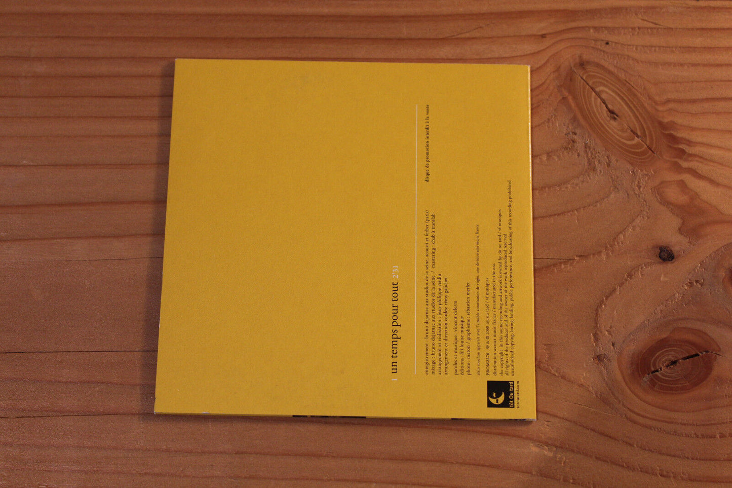 CD SINGLE PROMO VINCENT DELERM Un temps pour tout 2008 PROM2276