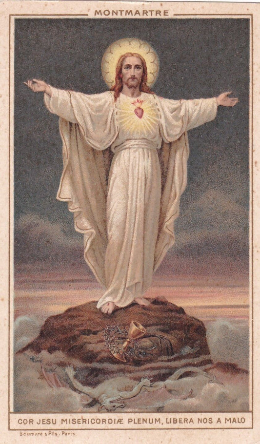 ANCIENNE IMAGE PIEUSE SAINTE RELIGIOUS JESUS MONTMARTRE BOUMARD & FILS DATE 1918