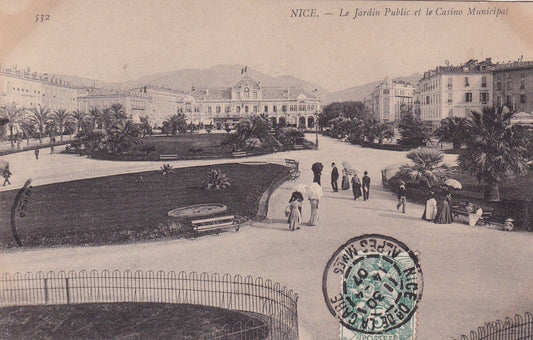 CPA 06 NICE LE JARDIN PUBLIC ET LE CASINO MUNICIPAL - 1907