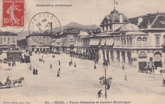 CPA 06 NICE PLACE MASSENA ET CASINO MUNICIPAL - 1908