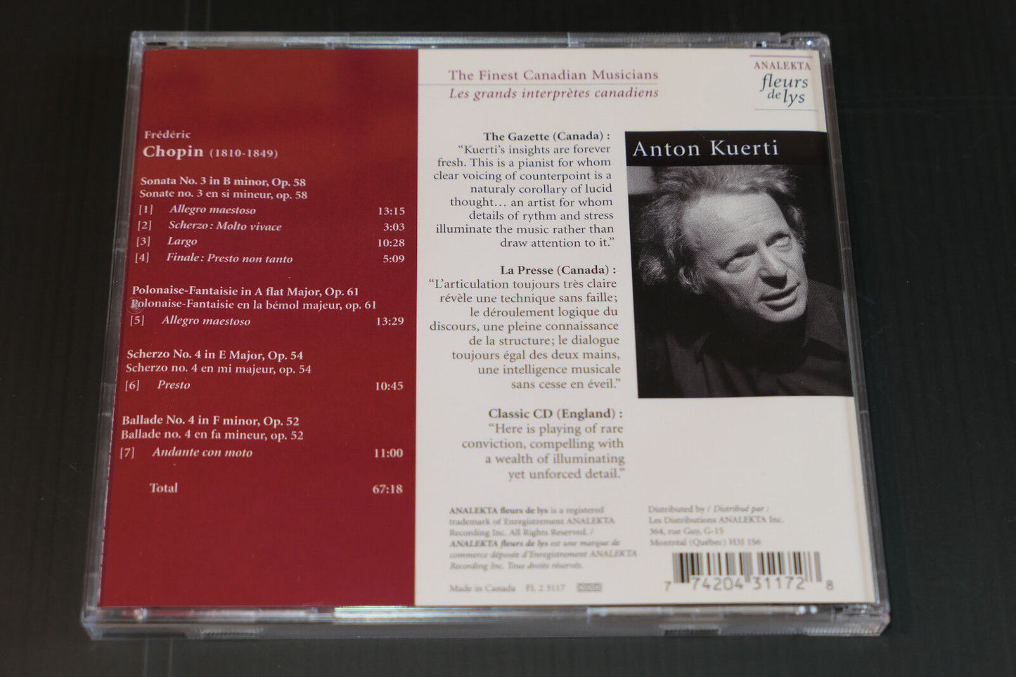 CD ANTON KUERTI / CHOPIN / ANALEKTA FLEURS DE LYS