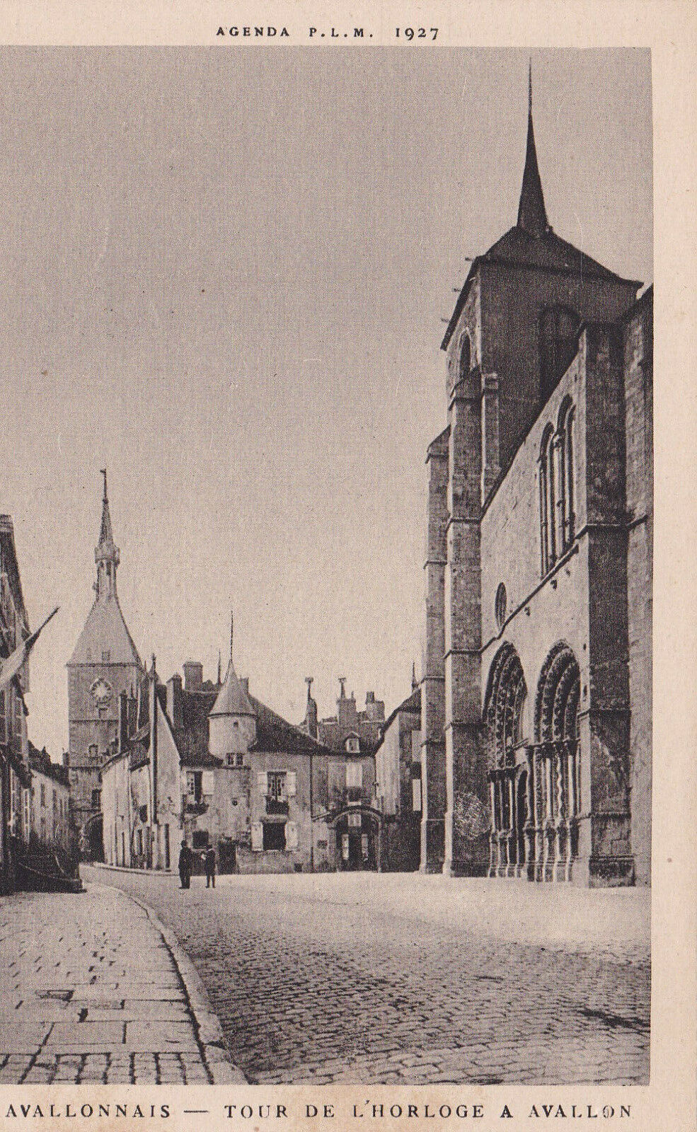 CPA AGENDA PLM 1927 - AVALONNAIS - TOUR DE L'HORLOGE A AVALLON