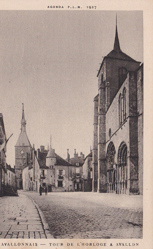 CPA AGENDA PLM 1927 - AVALONNAIS - TOUR DE L'HORLOGE A AVALLON