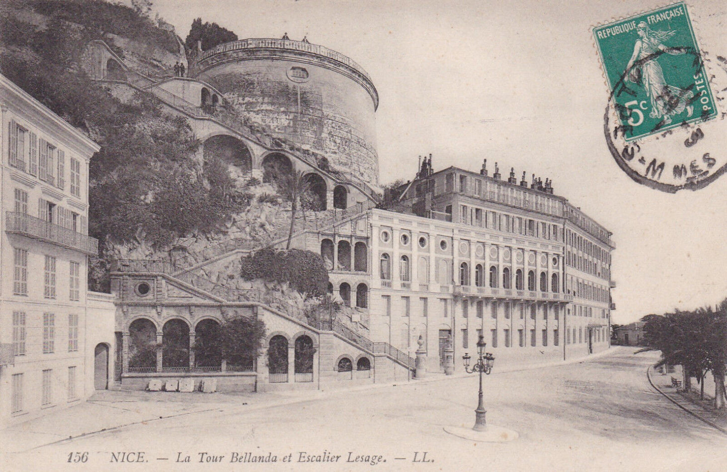 CPA NICE - LA TOUR BELLANDA ET ESCALIER LESAGE - 1911