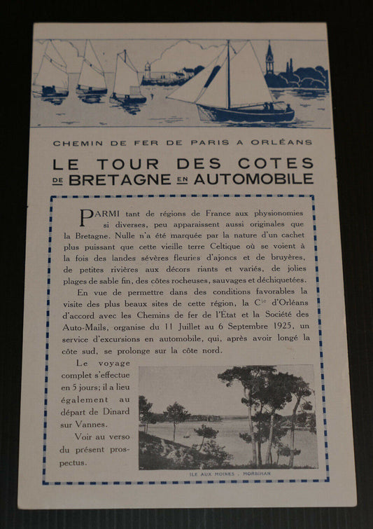 OLD RAILWAY PROGRAM: TOUR OF THE COASTS OF BRITTANY BY CAR 1925