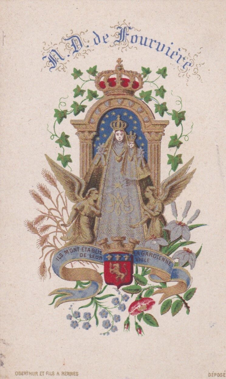 HOLY CARD IMAGE PIEUSE RELIGIEUSE SOUVENIR NOTRE DAME DE FOURVIERE LOT x 10