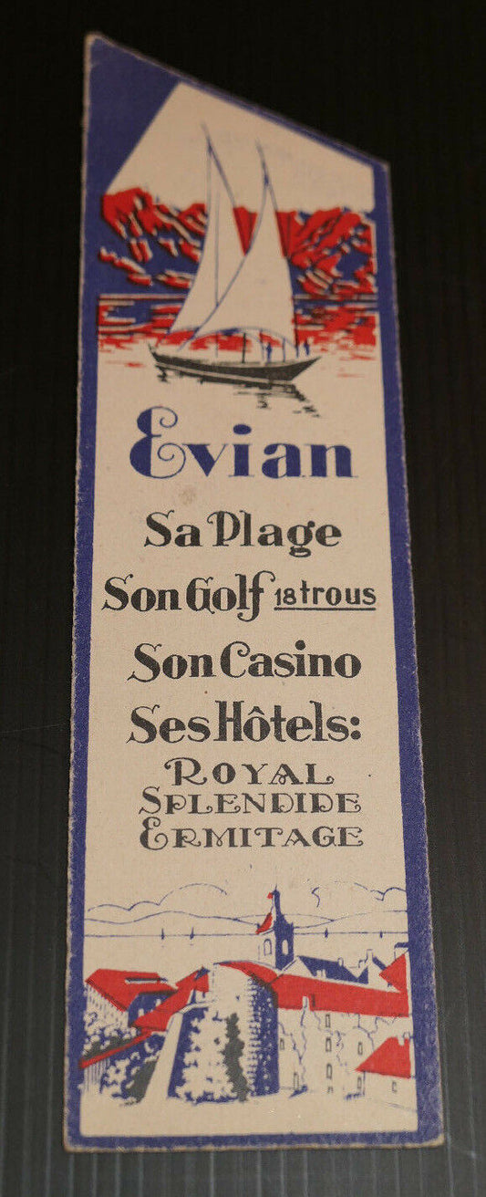 ANCIEN MARQUE PAGE SIGNET PUBLICITAIRE EVIAN SOURCE CACHAT