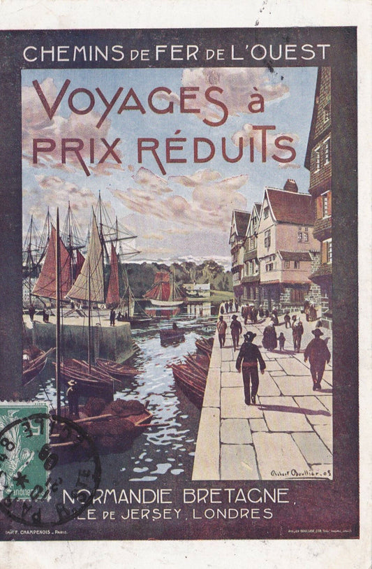 CPA CHEMINS DE FER DE L'OUEST - NORMANDIE BRETAGNE ILE DE JERSEY LONDRES 1908
