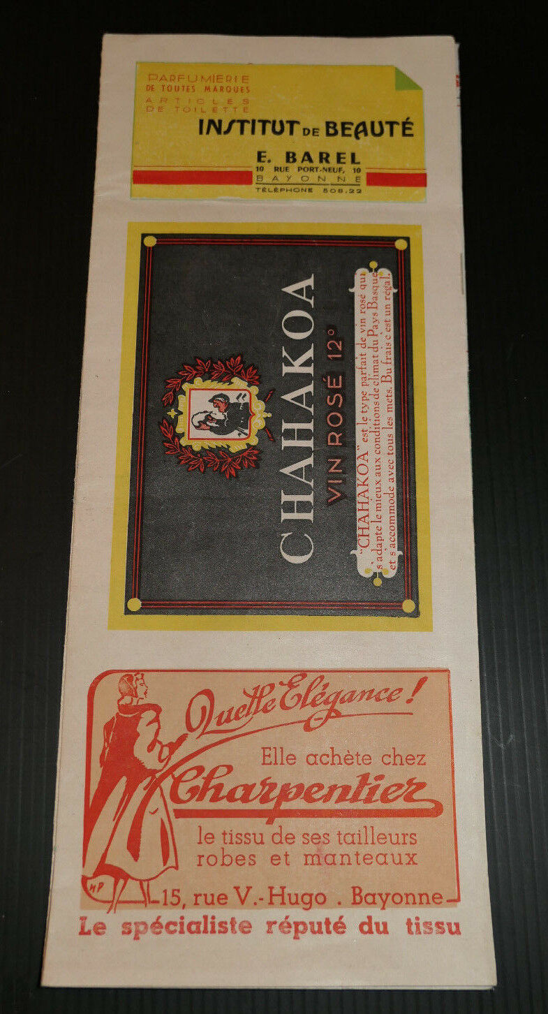 ANCIEN DEPLIANT PUB TOURISME PAYS BASQUE PYRENEES ESPAGNE BIARRITZ BAYONNE CARTE