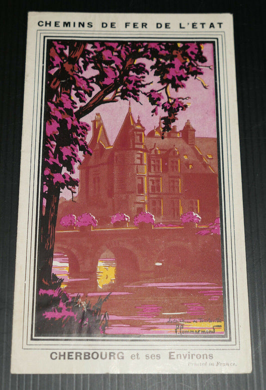 ANCIEN DEPLIANT TOURISTIQUE CHEMINS DE FER DE L'ETAT CHERBOURG CIRCA 1910