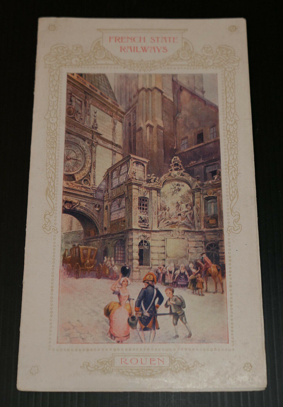 ANCIEN DEPLIANT TOURISTIQUE FRENCH STATE RAILWAYS ROUEN CIRCA 1910