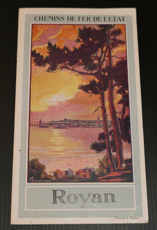 ANCIEN DEPLIANT TOURISTIQUE CHEMINS DE FER DE L'ETAT ROYAN CIRCA 1910