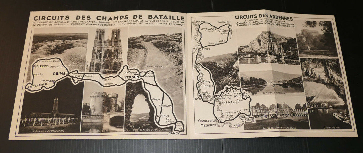 ANCIEN DEPLIANT TOURISME CIRCUITS AUTOMOBILES DES CHEMINS DE FER DE L'EST