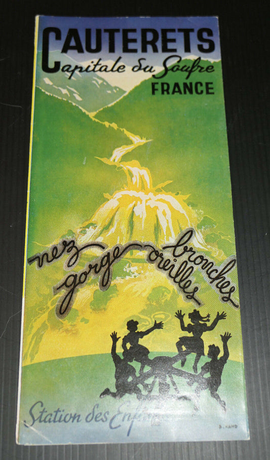 ANCIEN DEPLIANT PUBLICITE CAUTERETS CAPITALE DU SOUFRE CIRCA 1956 TOURISME