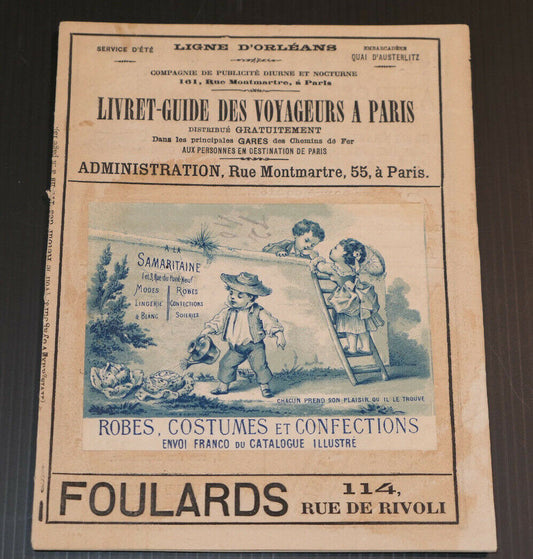 ANCIEN LIVRET GUIDE DES VOYAGEURS A PARIS TRAIN CHEMIN DE FER LIGNE D'ORLEANS