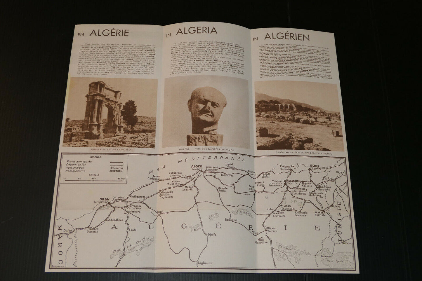ANCIEN DEPLIANT TOURISTIQUE RUINES ANTIQUES EN ALGERIE OFALAC CIRCA 1950 VOYAGE