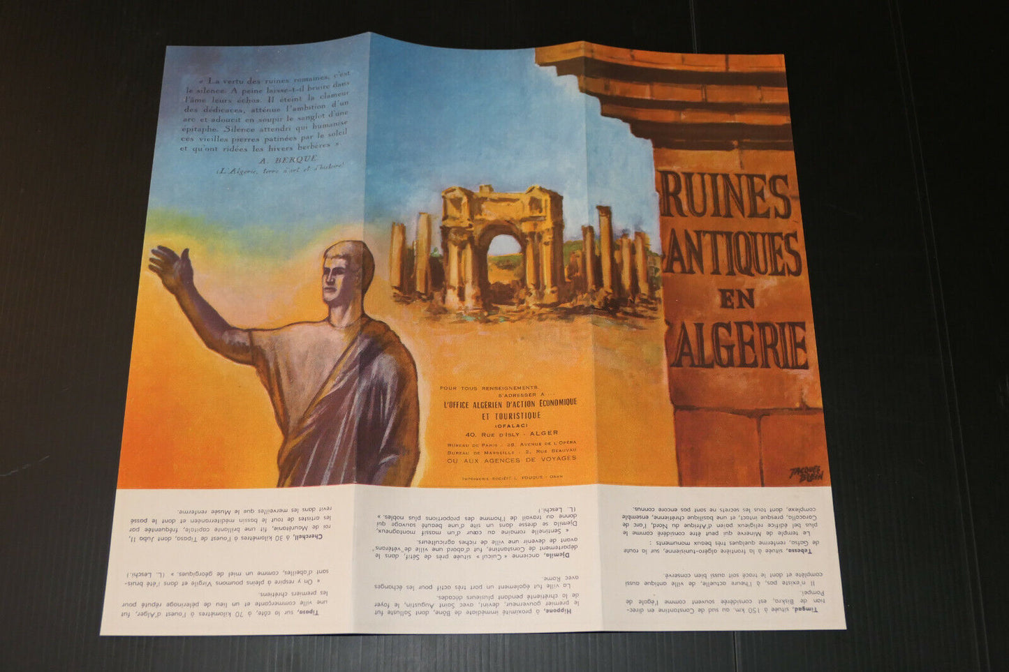 ANCIEN DEPLIANT TOURISTIQUE RUINES ANTIQUES EN ALGERIE OFALAC CIRCA 1950 VOYAGE
