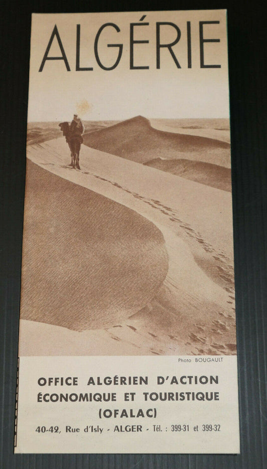 ANCIEN DEPLIANT TOURISTIQUE ALGERIE OFALAC CARTE 1951 VOYAGE TOURISME AFRIQUE
