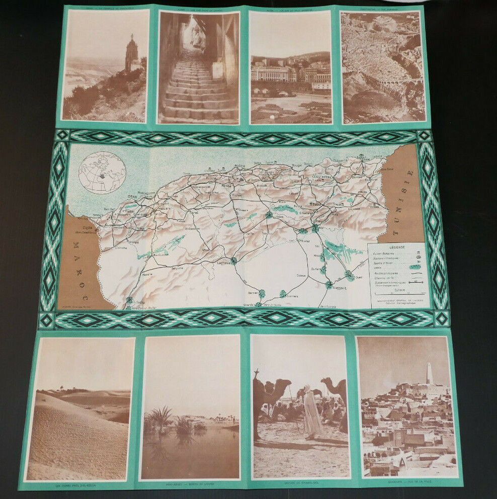 ANCIEN DEPLIANT TOURISTIQUE ALGERIE OFALAC CARTE 1951 VOYAGE TOURISME AFRIQUE