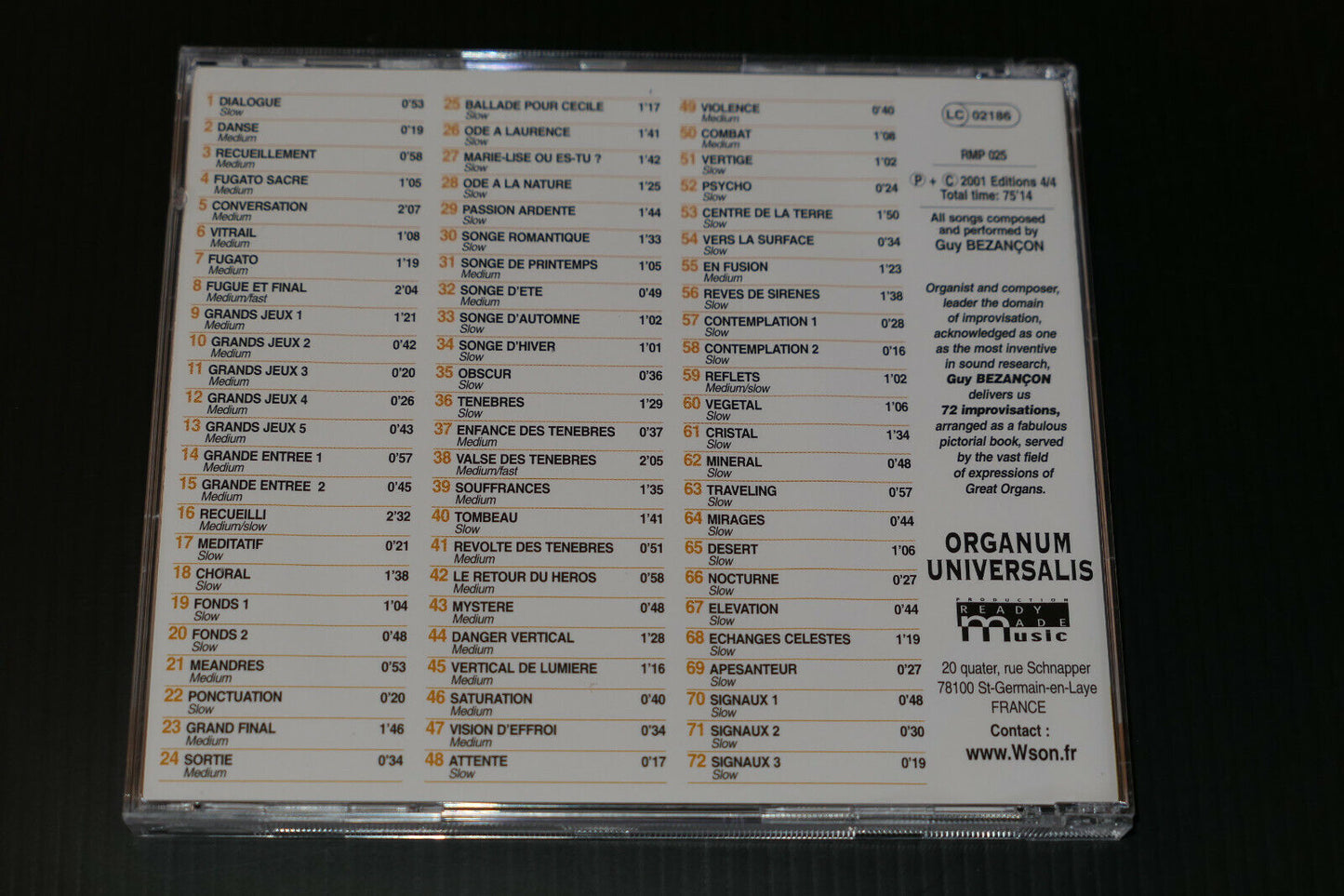 CD GUY BEZANCON / ORGANUM UNIVERSALIS / READY MADE MUSIC 2001